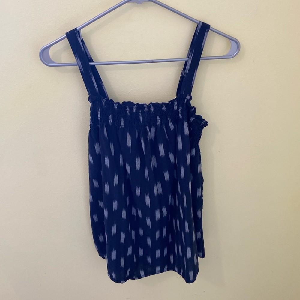 Lane Bryant Dark Blue and White Patterned Tank Top